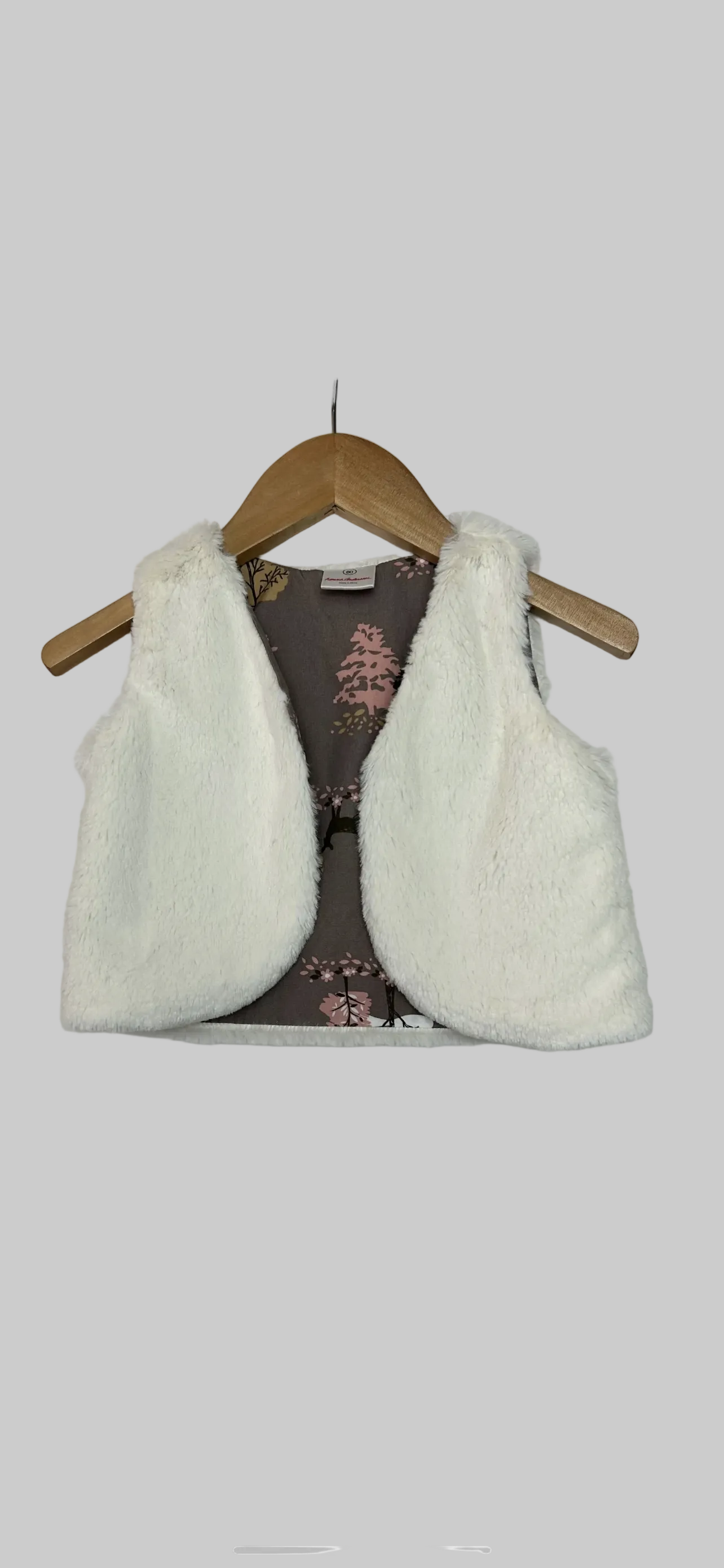 Hanna Andersson Cream Fur Vest 18-24M