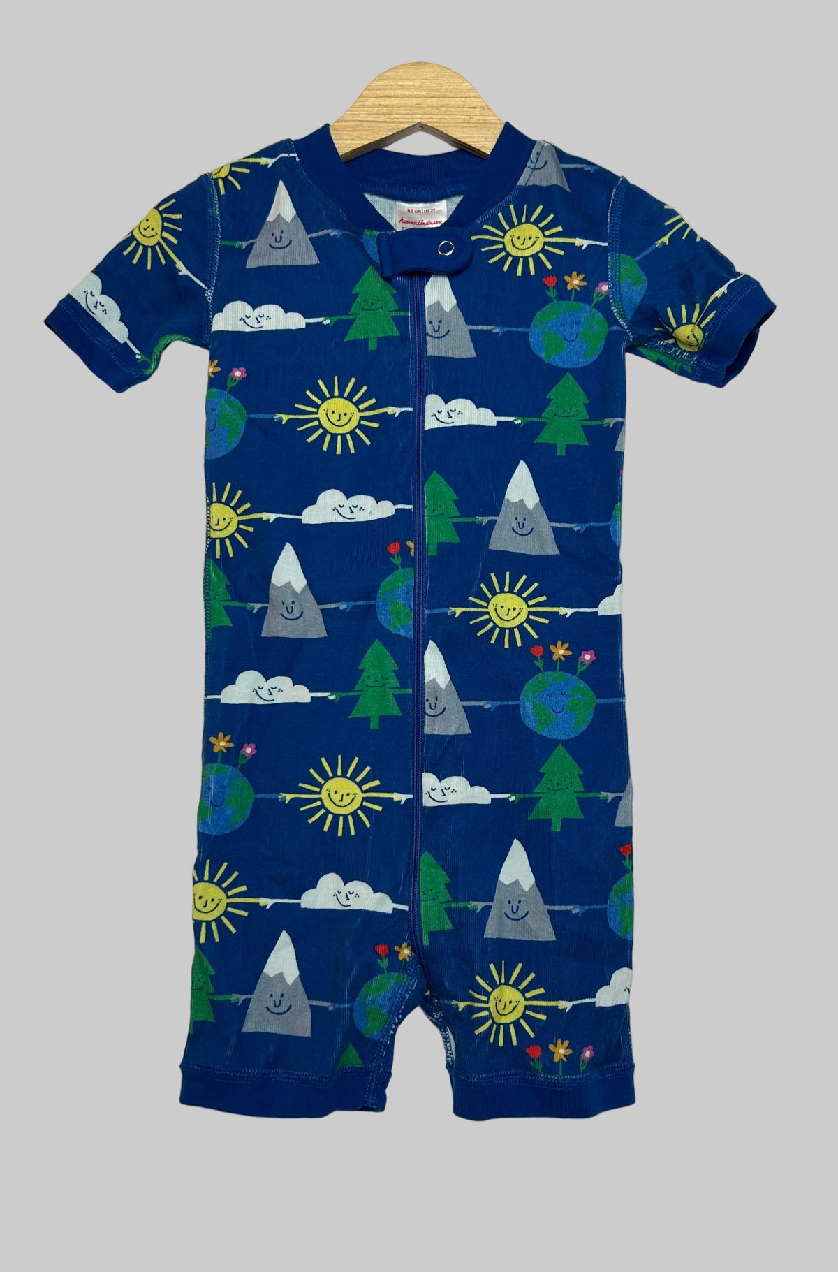 Hanna Andersson Blue SS Romper 2T