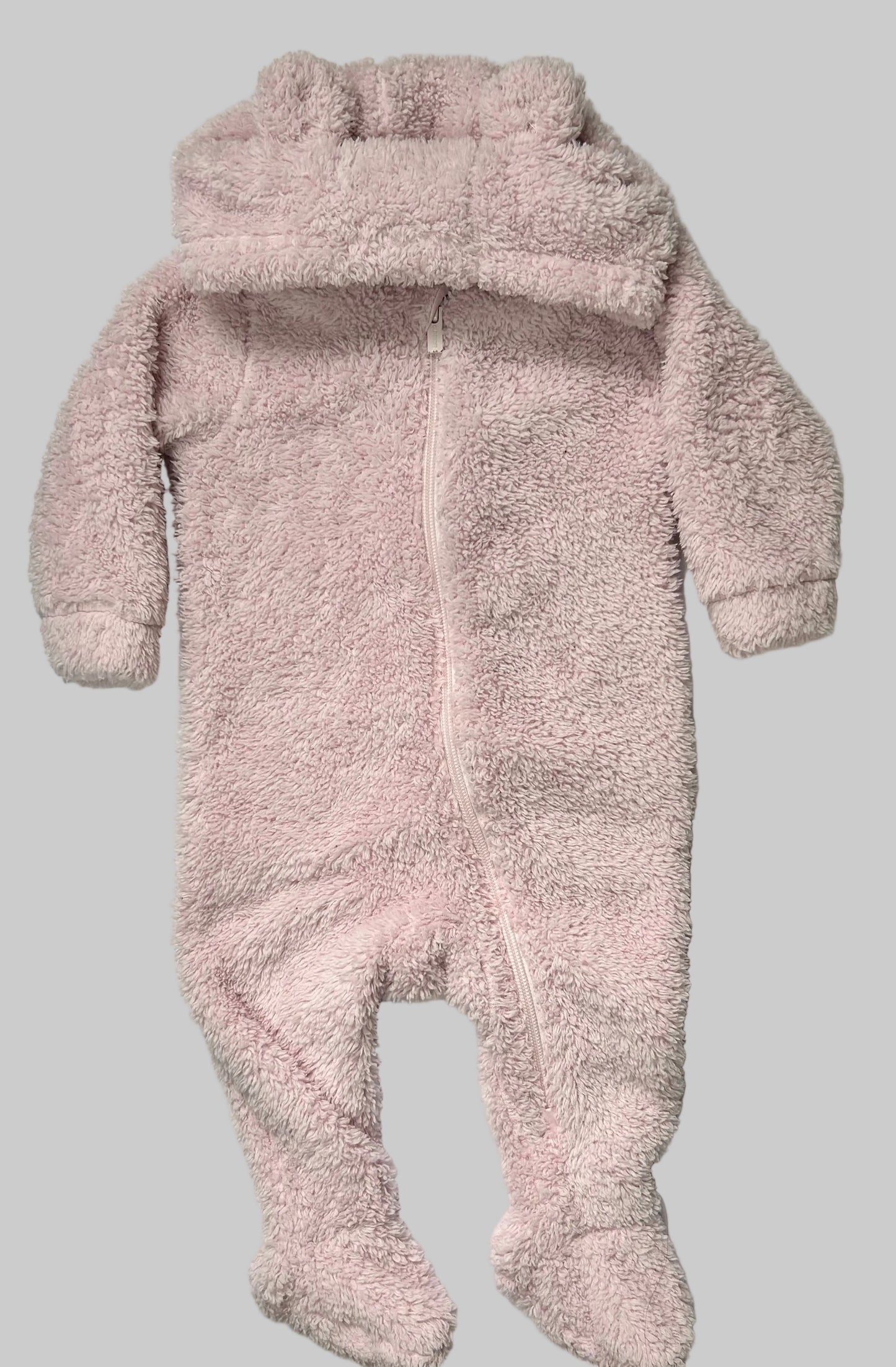 Old Navy Pink Hooded Fuzzy Jumpsuit 6-12M