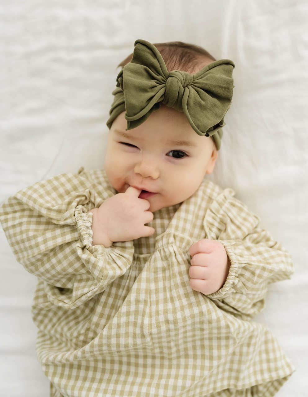 Baby Bling® nylon bow headband: Sage