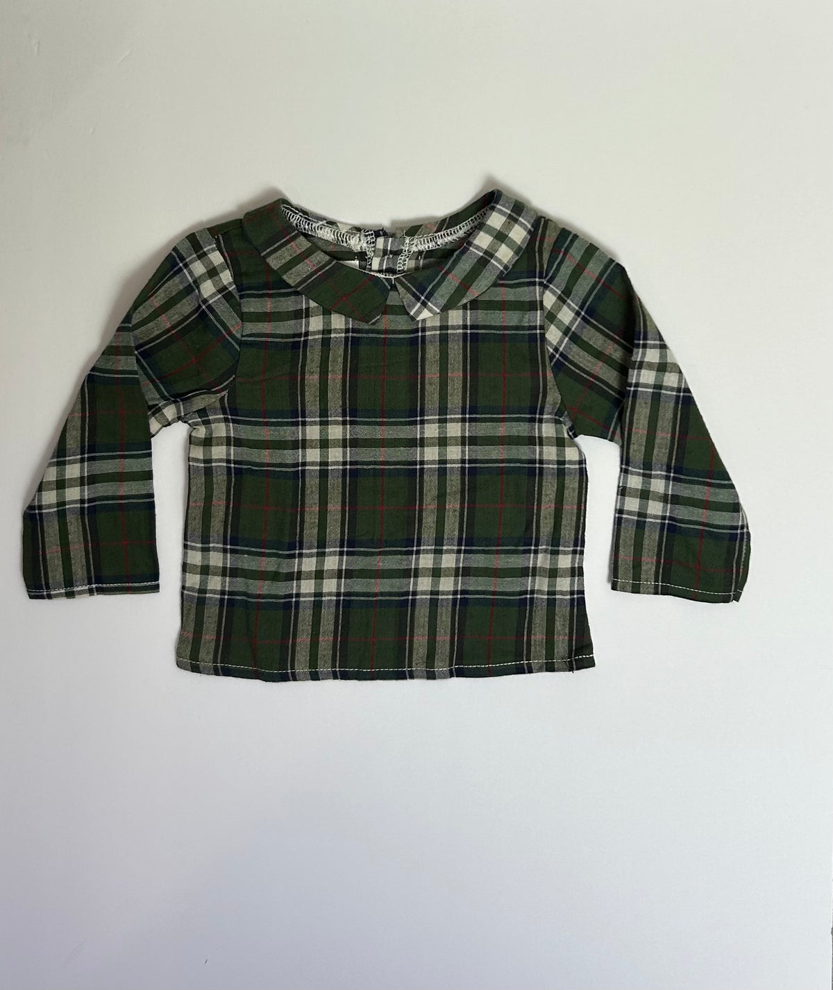 Mudpie Green Plaid Blouse 3-6M