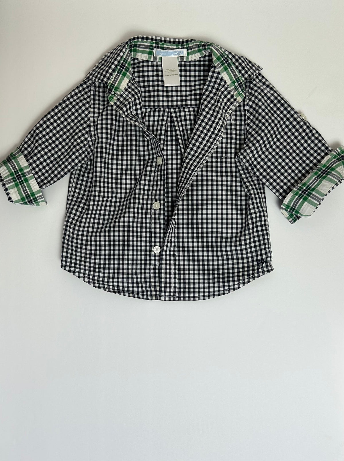 Janie and Jack Black Gingham Shirt 12-18M