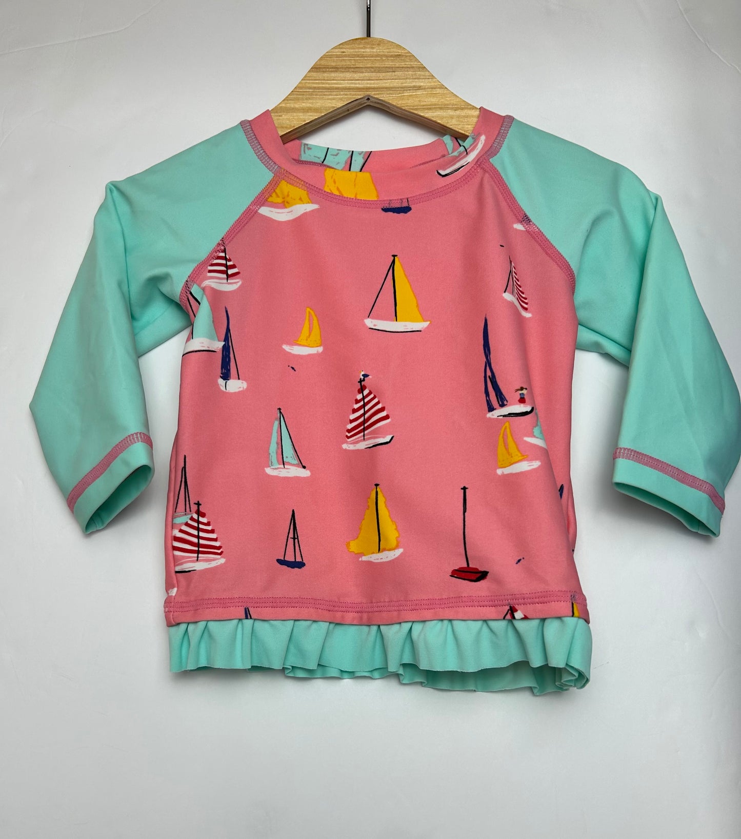 Hanna Andersson Pink Sailboat Swim Top 6-12M