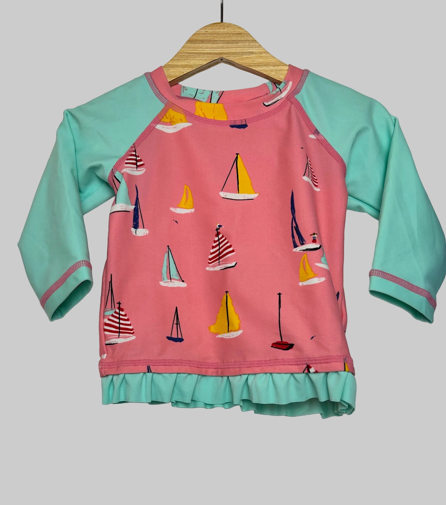 Hanna Andersson Pink Sailboat Swim Top 6-12M