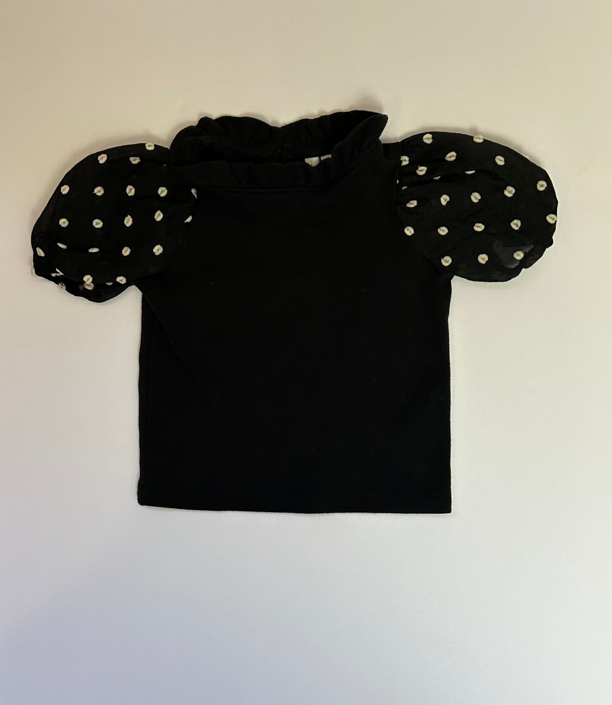 Janie and Jack Black SS Polka Dot Top 6-12M