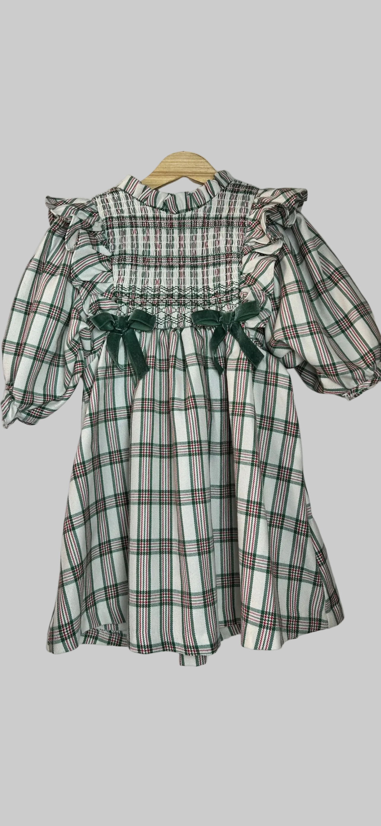 Bonnie Jean Green & Red Plaid Dress 3T