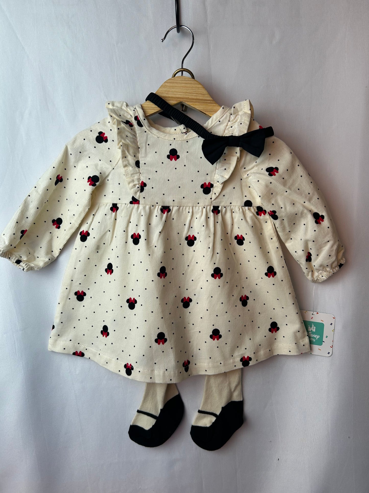 Disney Baby 3Pc Dress, Tights, Headband 0-3M