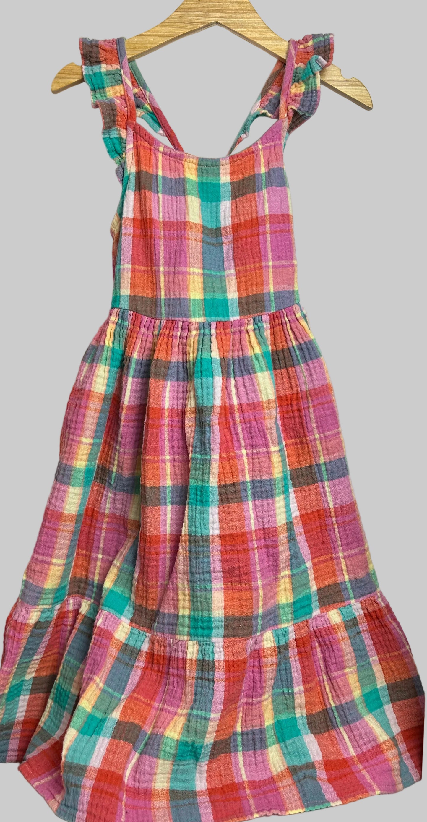 Cat & Jack Bright Plaid Muslin Dress 4/5