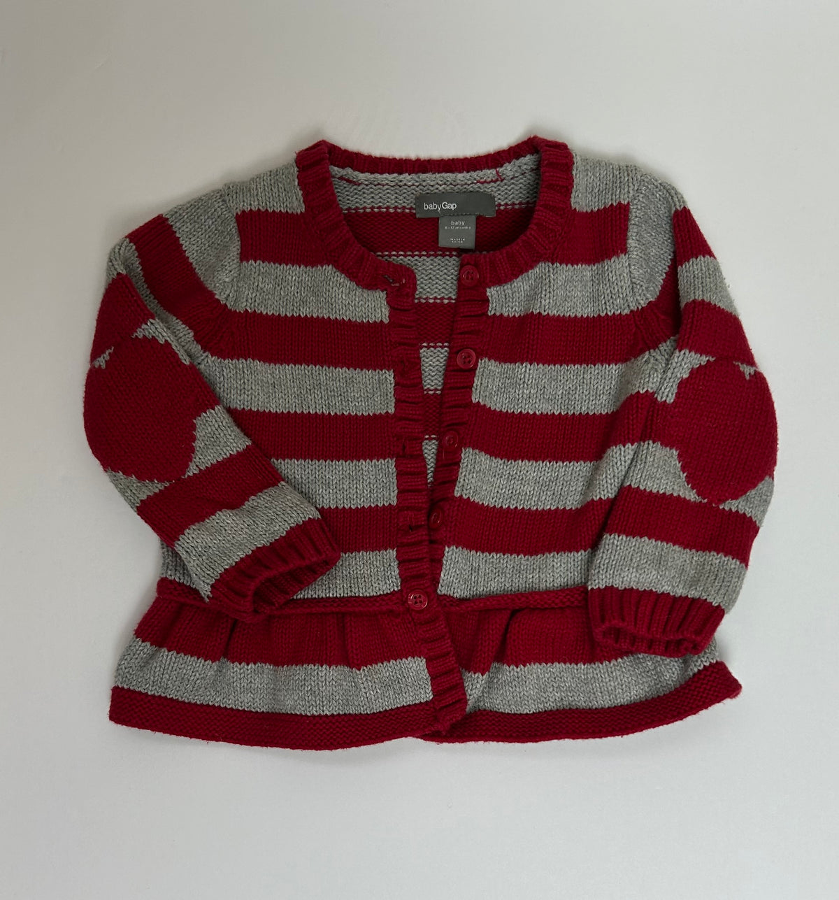 Baby Gap Red Gray Striped Sweater 6/12M