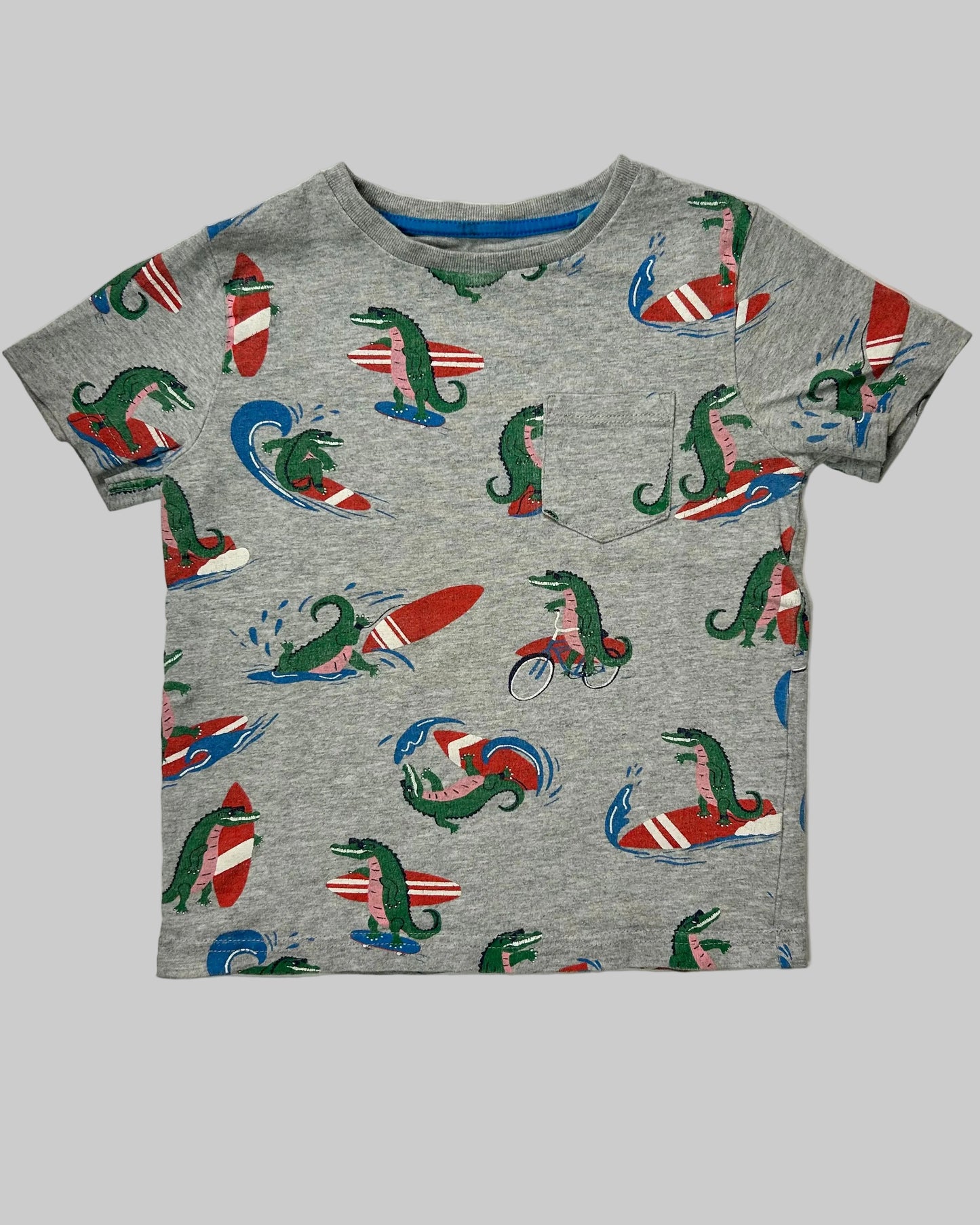 Mini Boden Gray Alligator Surf T-Shirt 4/5