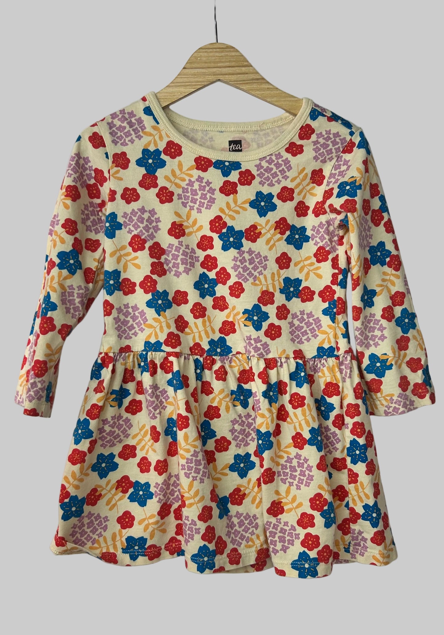 Tea Cream Multi Flower Dress 3T