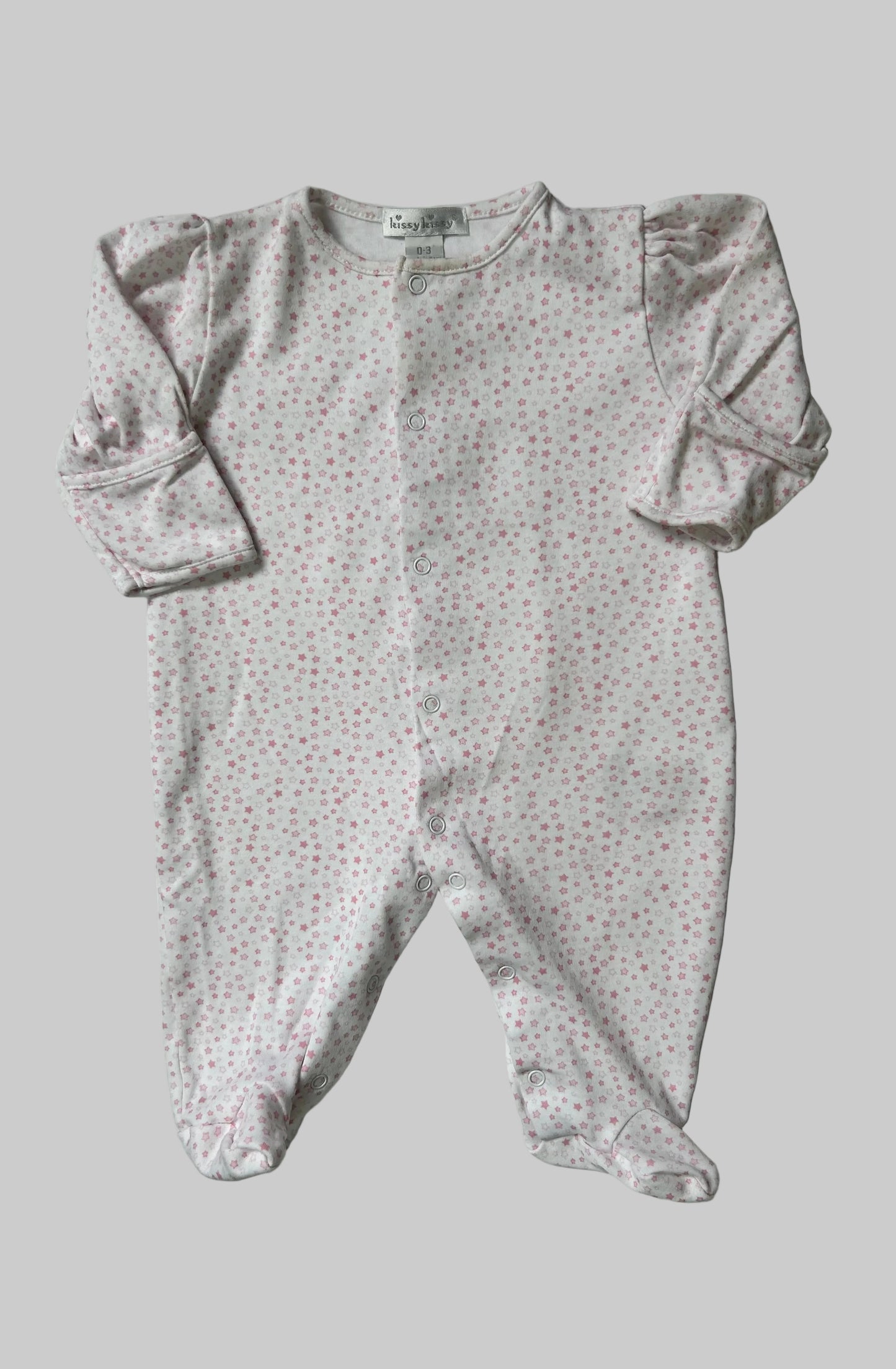 Kissy Kissy Pink Snap Star Footie 0-3M