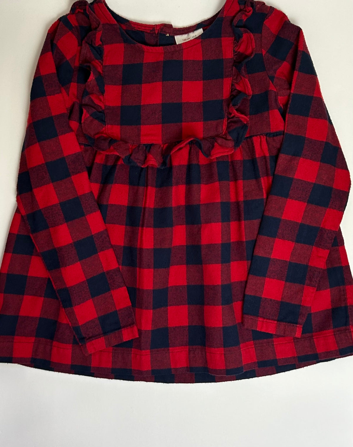 Hanna Andersson Navy Red Flannel Dress 8
