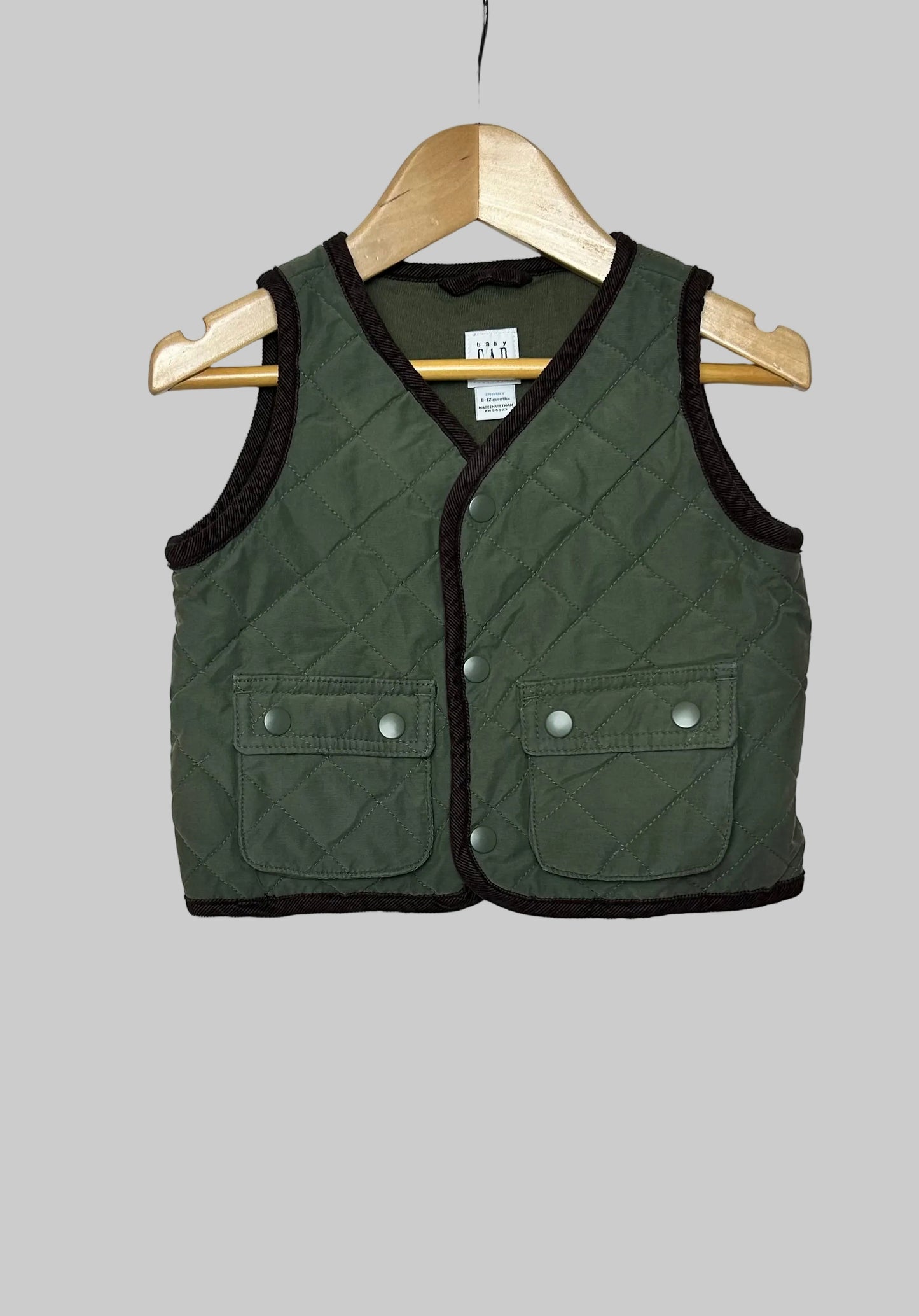 Baby Gap Green Quilted Vest 6-12M