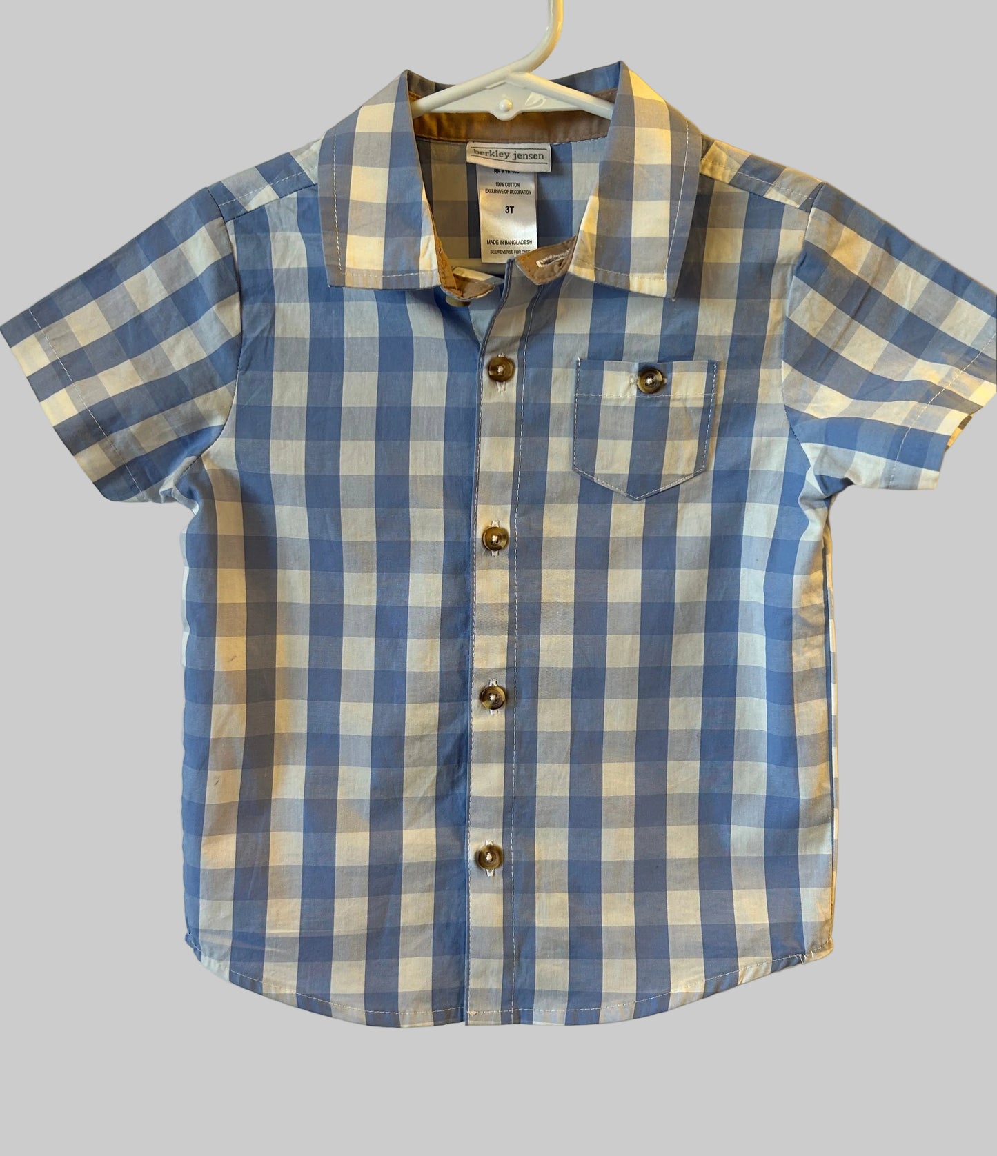 Berkley Jensen Blue Gingham Shirt 3T