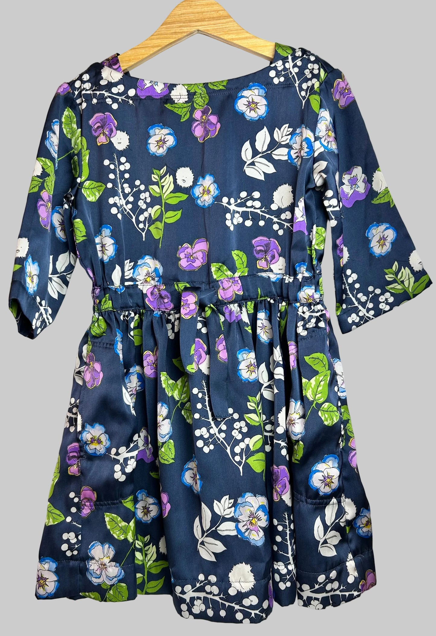 Crewcuts Blue Satin Floral Dress 4T