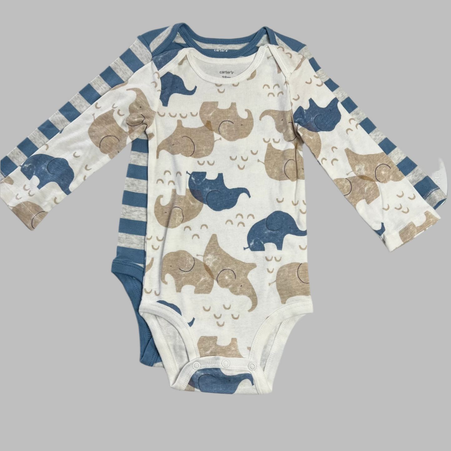 Carter's 3 Pc LS Blue Onesies 18M