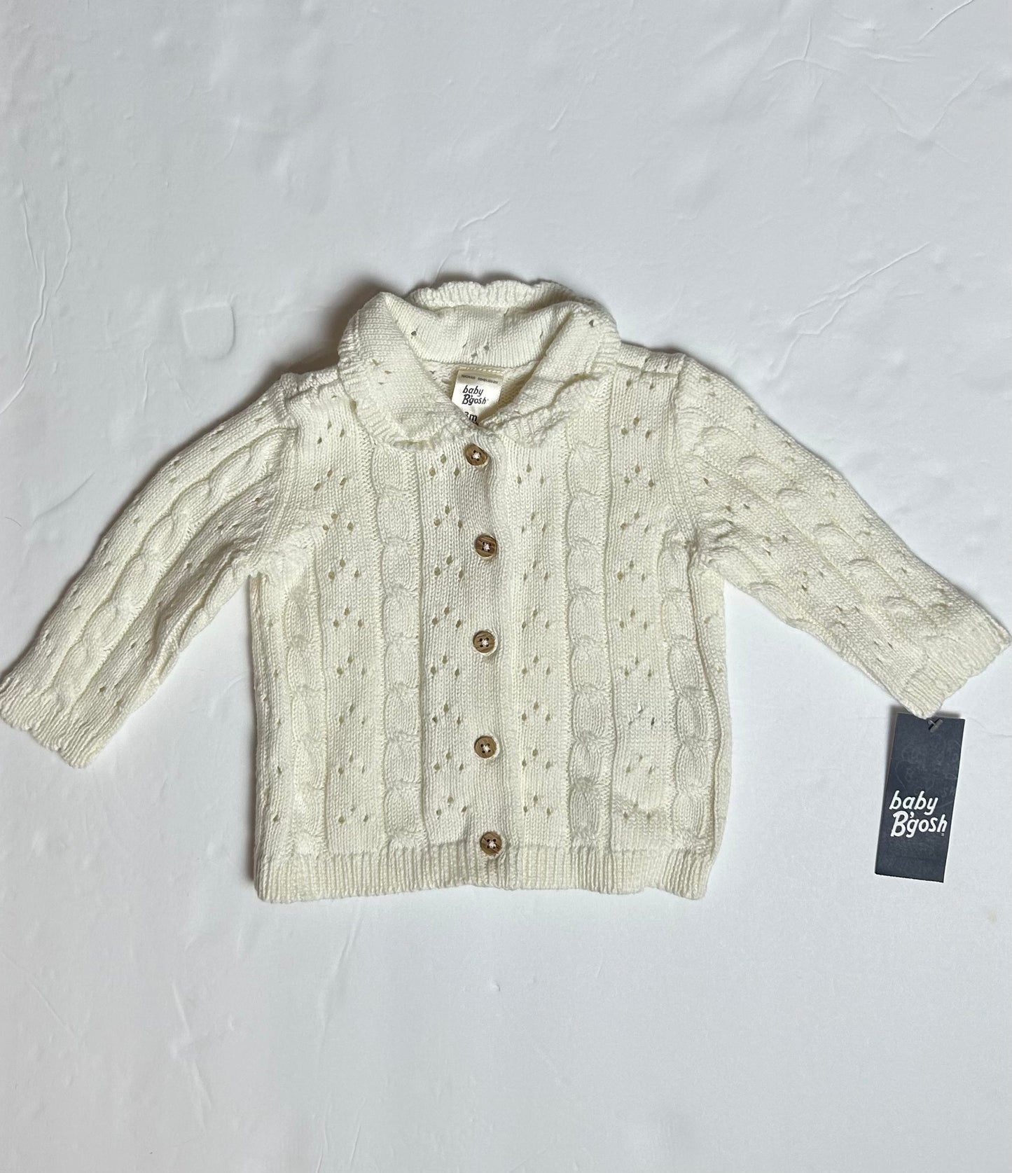 Baby BGosh Cream Cardigan 3M. NWT