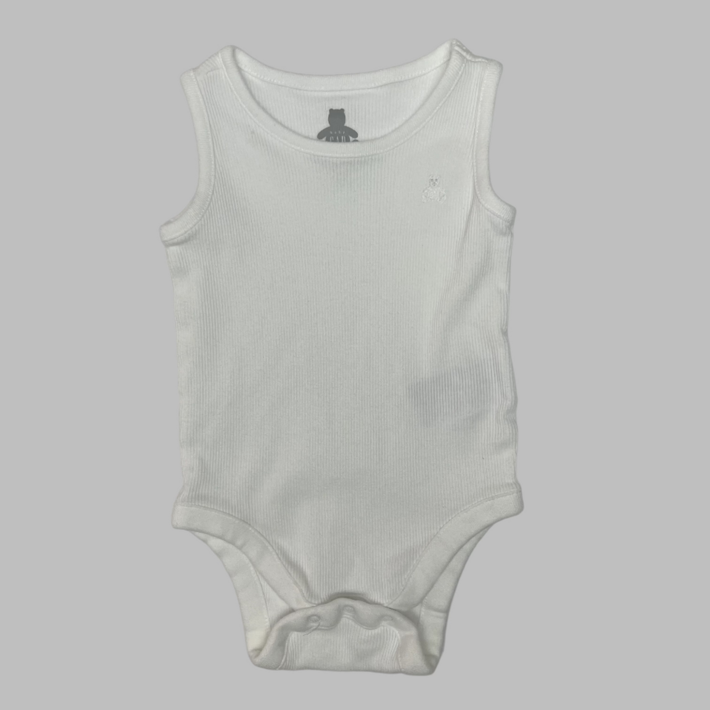 Baby Gap White Ribbed Onesie 3-6M