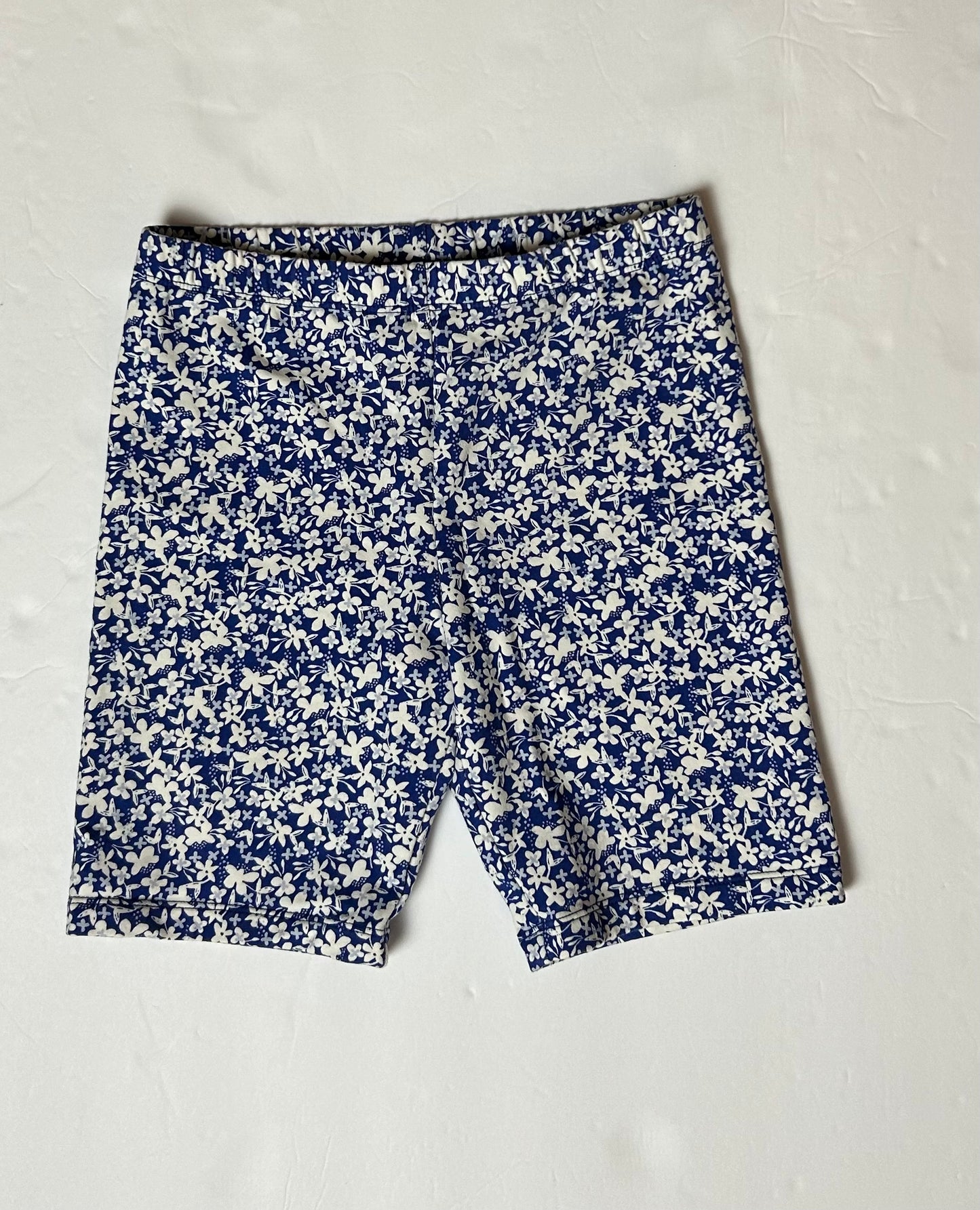 Tea Blue White Floral Bike Shorts 10