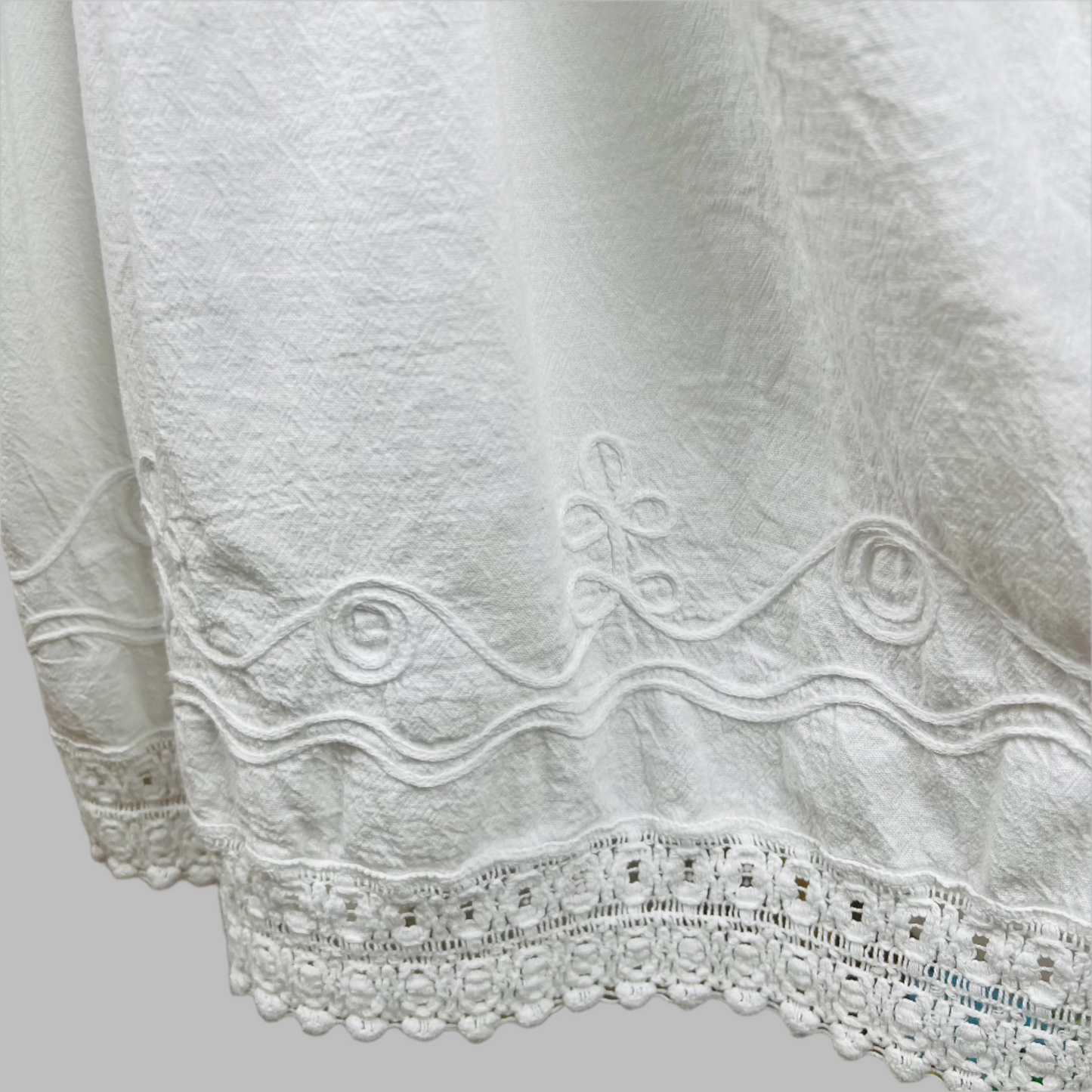 Surf Style White Embroidered Hem Sleeveless Dress 5T