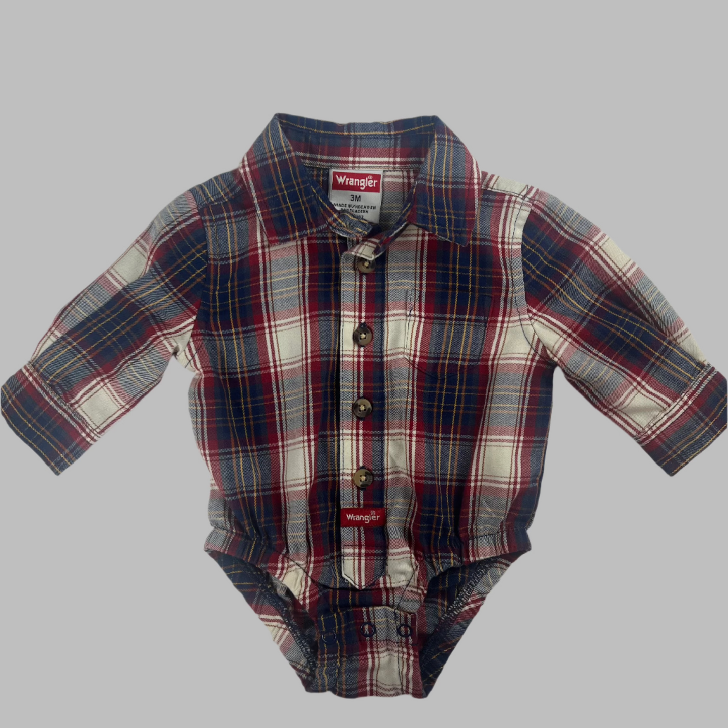 Wrangler Navy Plaid Onesie 3M