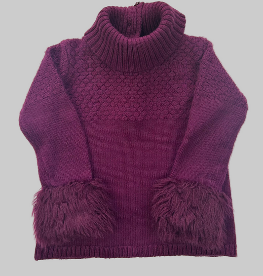 Janie and Jack Fur Cuff Sweater  18-24M