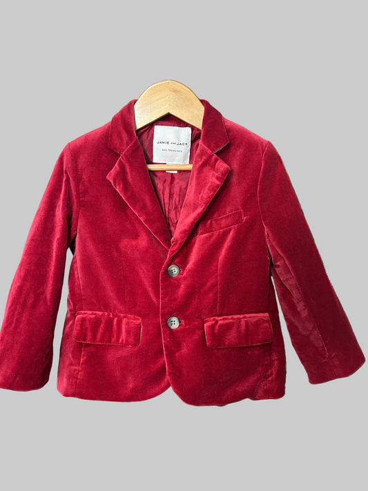 Janie & Jack Red Velvet Blazer 3T