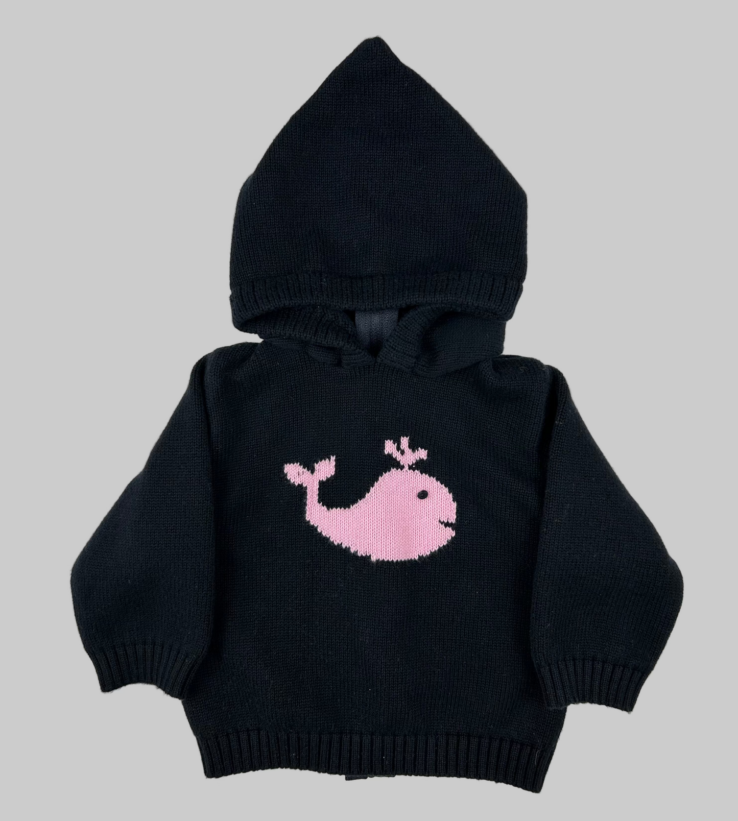 Carriage Boutique Pink Whale Navy Sweater 9M