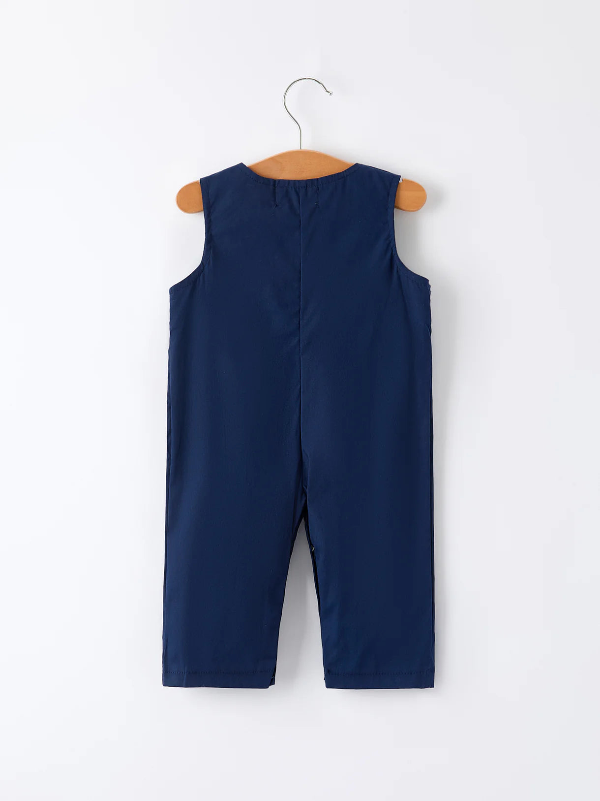 Navy Blue Nativity Smocking Embroidery Baby Boy Romper