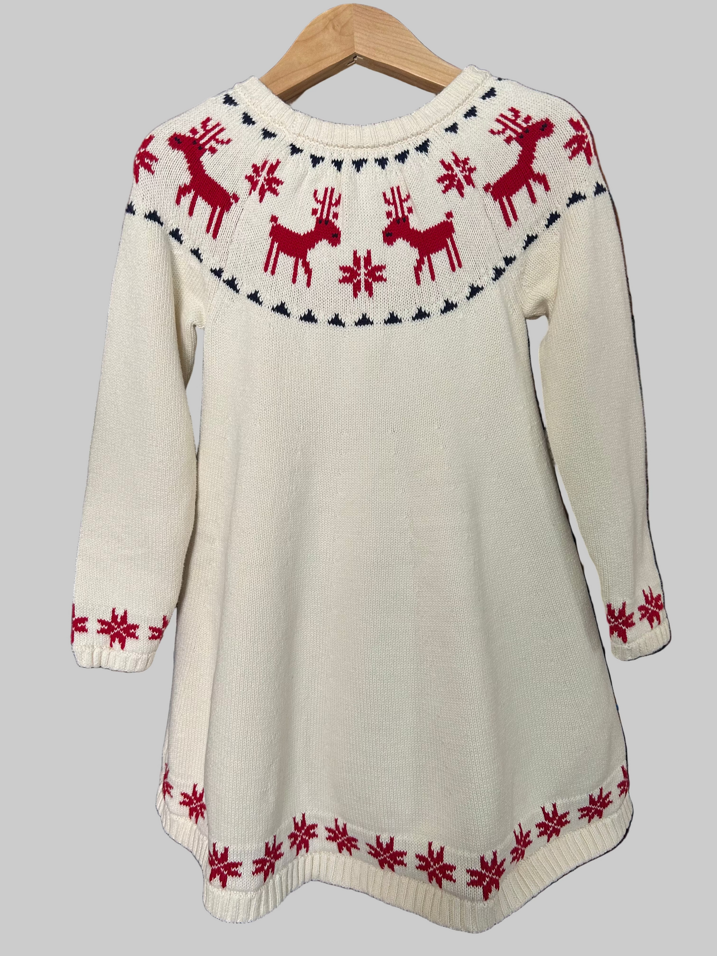 Hanna Andersson Reindeer Design Sweater Dress 5T