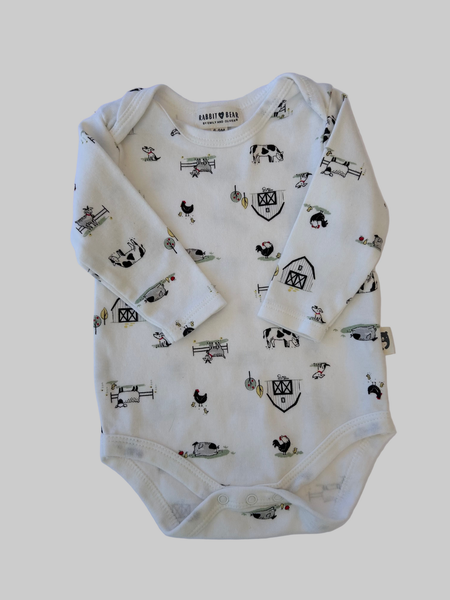 Rabbit Bear LS Onesie Farm Animals 6-9M