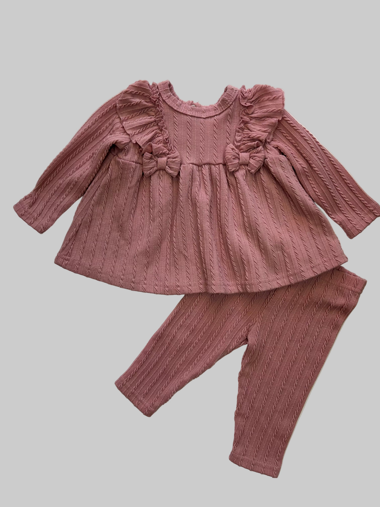 Just Lizzy 2 PC Mauve Pant Set 3-6M