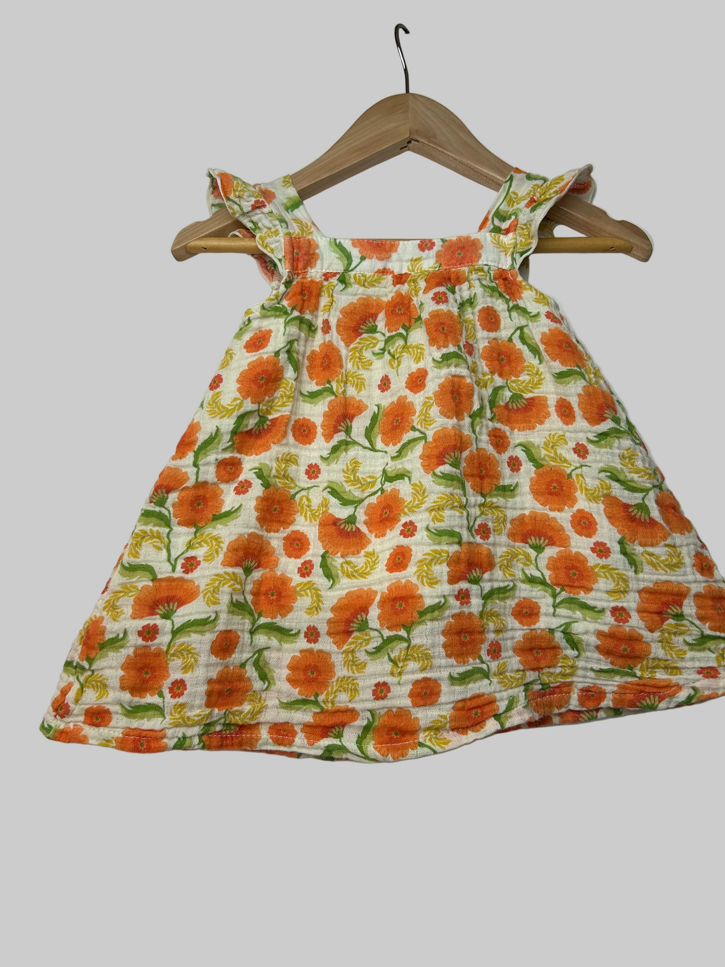 Angel Dear Muslin Coral Poppy Dress 3-6M