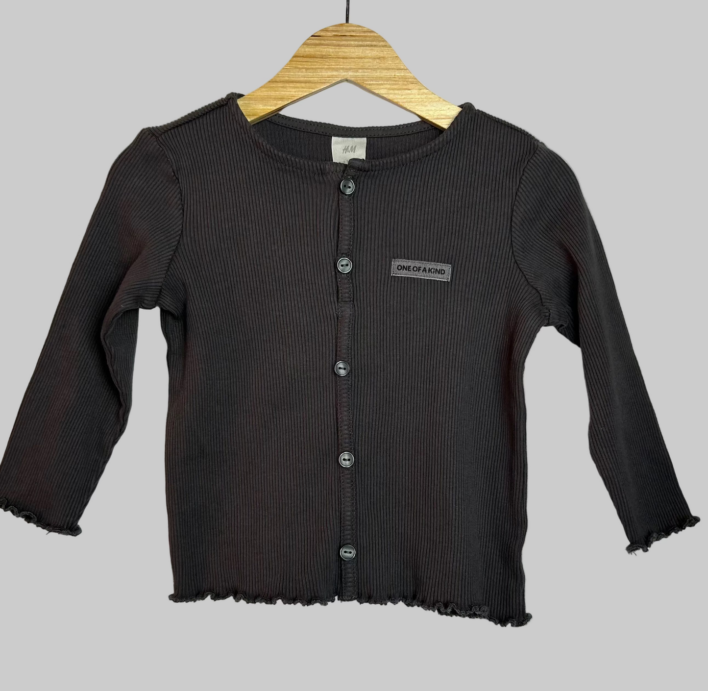 H & M Dark Gray Ribbed Top 9M