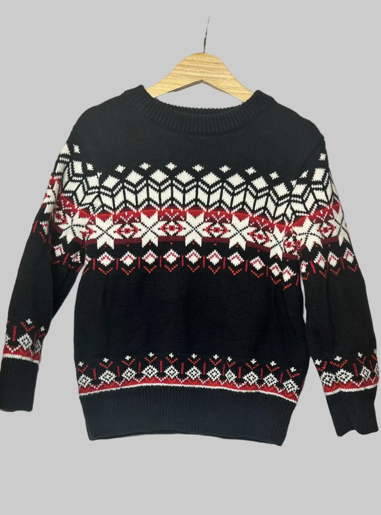 Hanna Andersson Black Fair Isle Sweater 4T