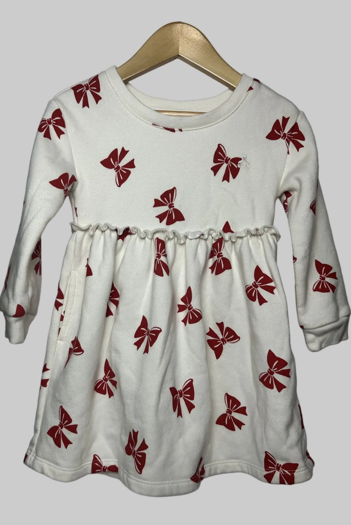 Baby Gap White with Red Bows Dress 3T