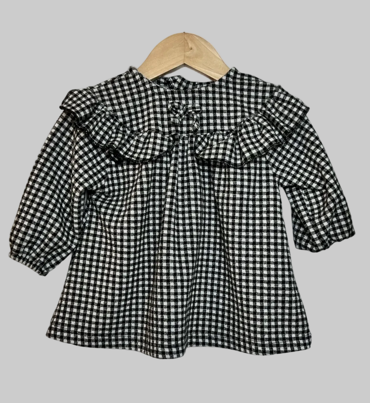 Zara Black Flannel Gingham Dress 6-9M
