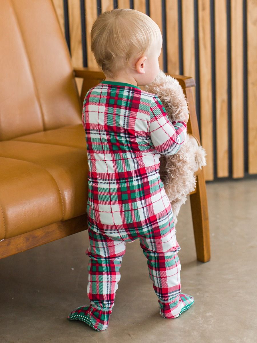 Dashing Dreams Plaid One Piece Footie Pajama