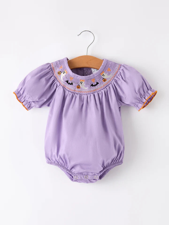 Halloween Smock Embroidery Baby Girl Romper