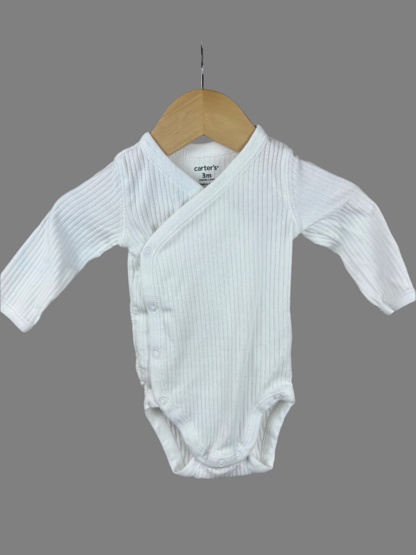 Carter's Long Sleeve Ribbed Kimono Onesie 3M