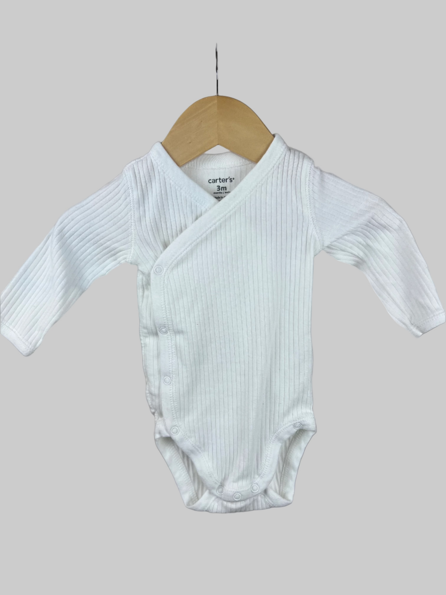 Carter's Long Sleeve Ribbed Kimono Onesie 3M