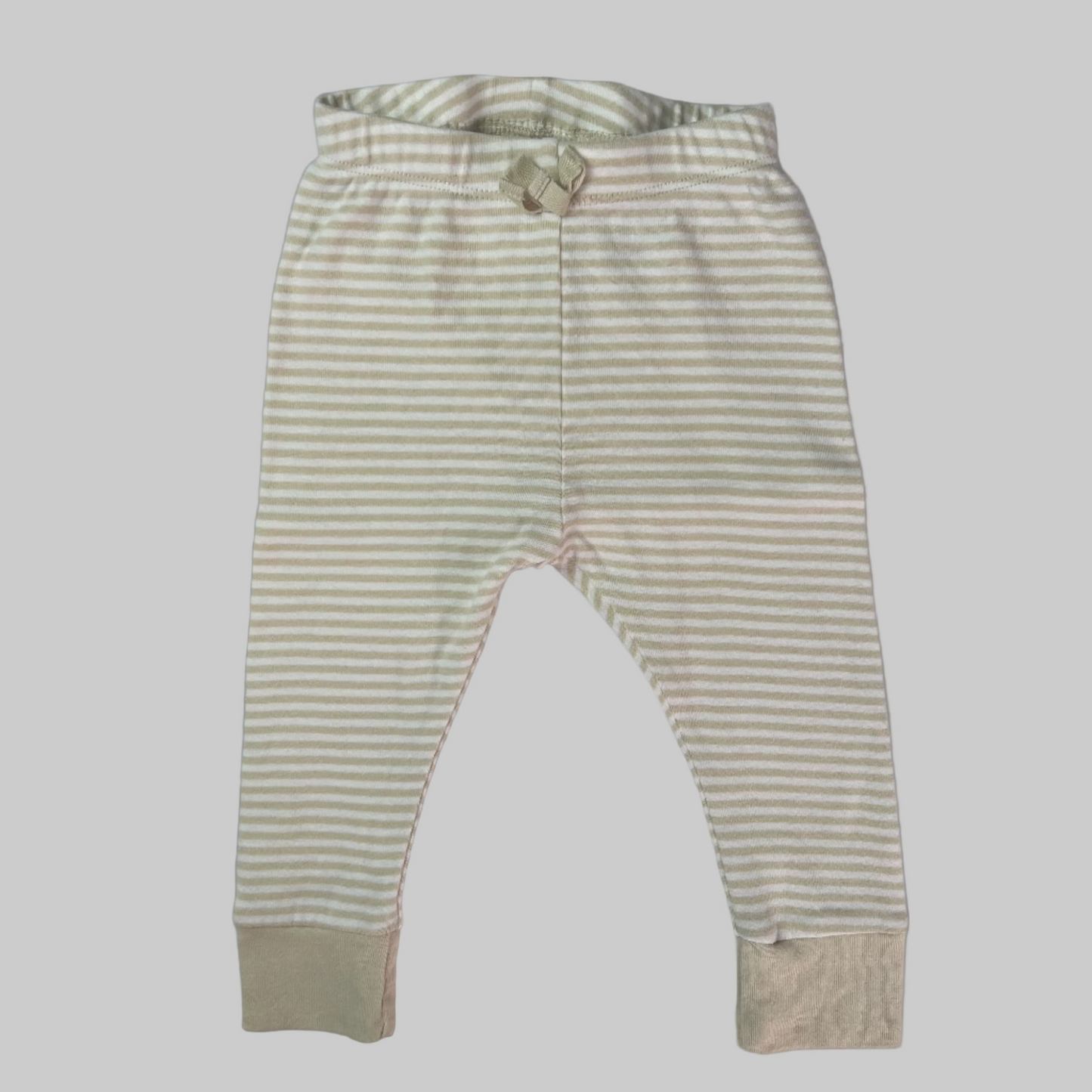 Little Bundles Beige Striped Pants 6-12M