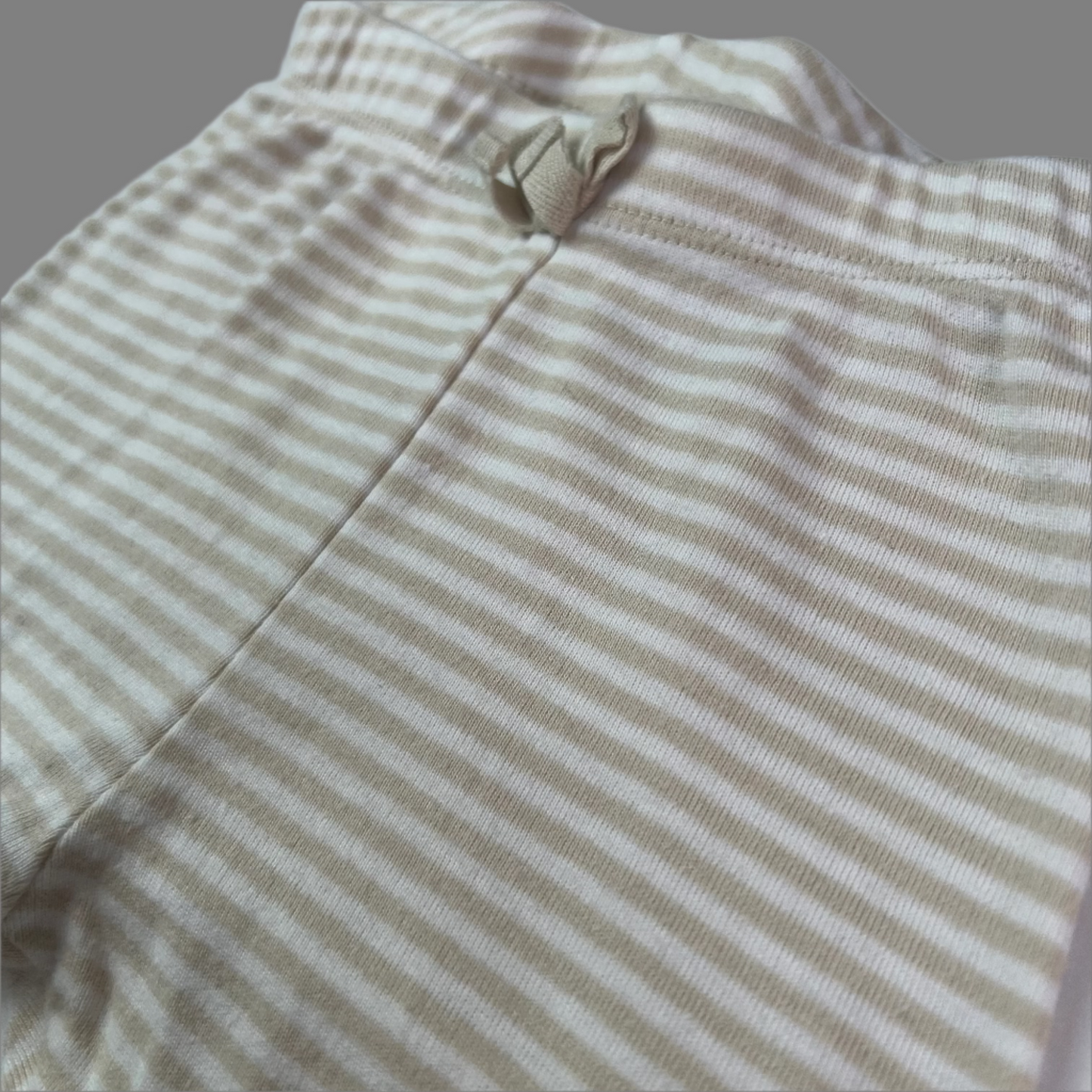 Little Bundles Beige Striped Pants 6-12M