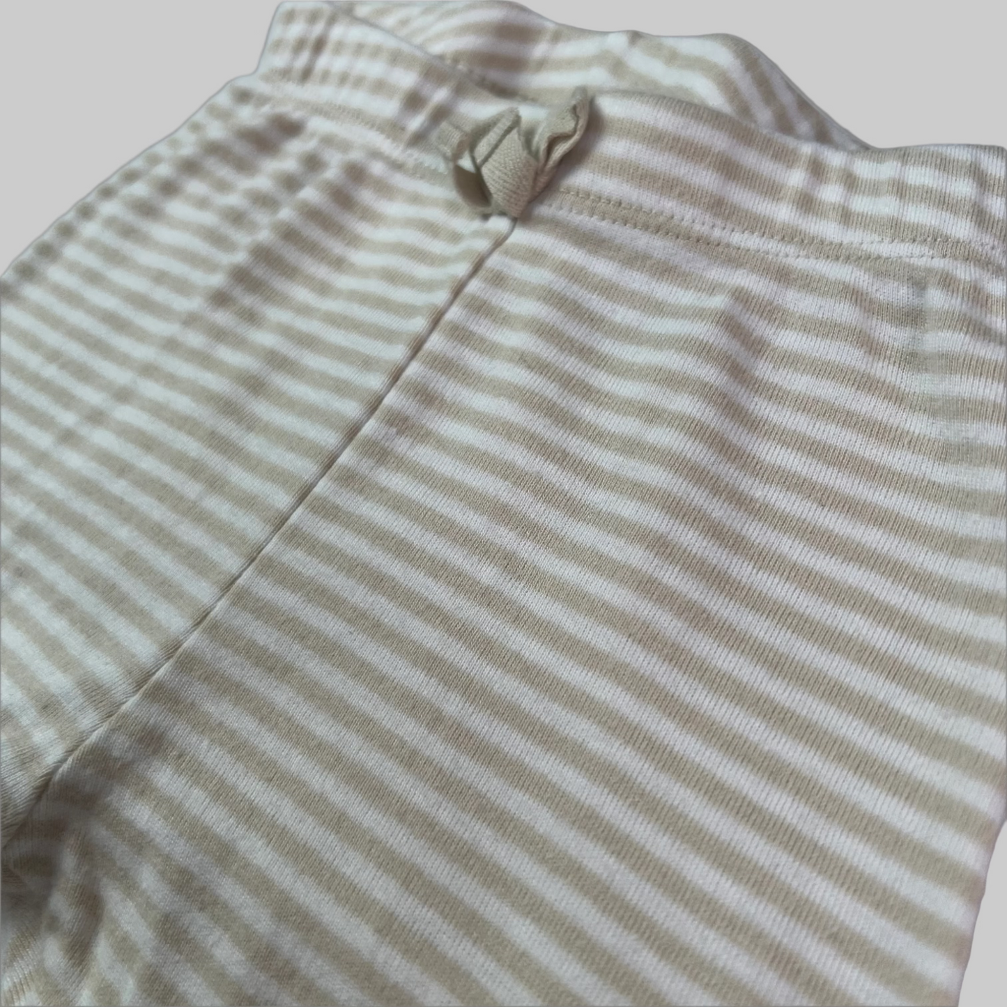 Little Bundles Beige Striped Pants 6-12M