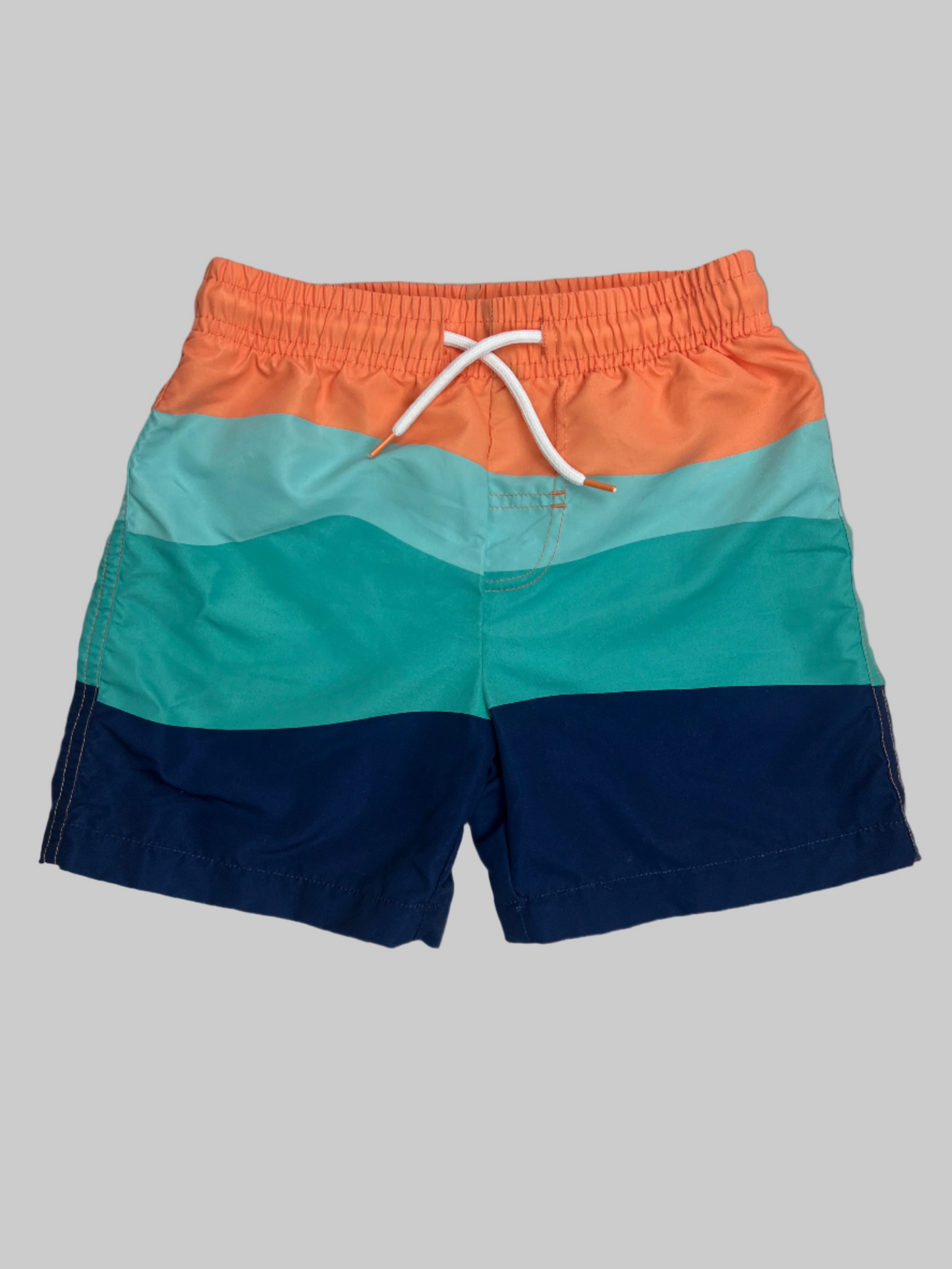 BCOOL  Orange-Teal-Navy Swim Trunks 4T