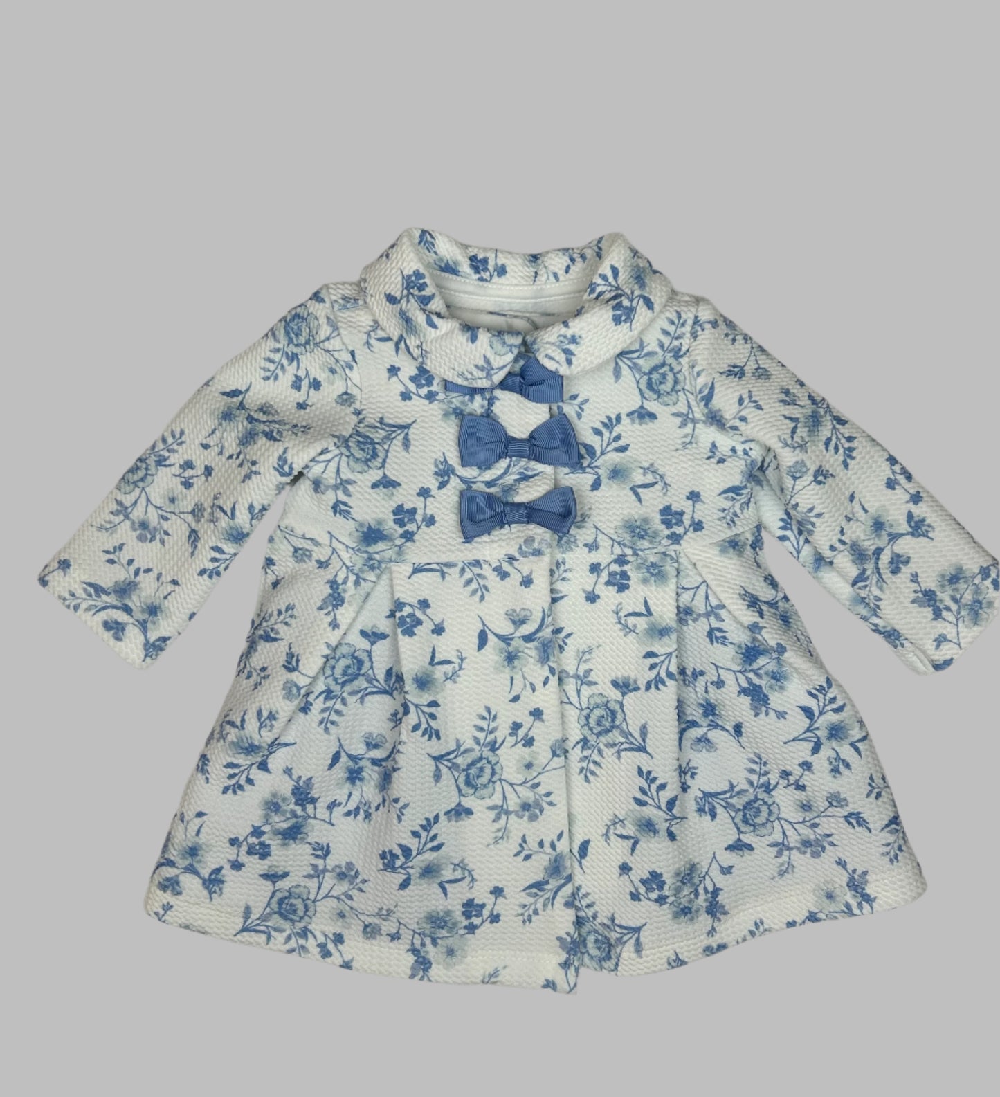Nanette Baby Blue and White Dress with Matching Coat 0-3M