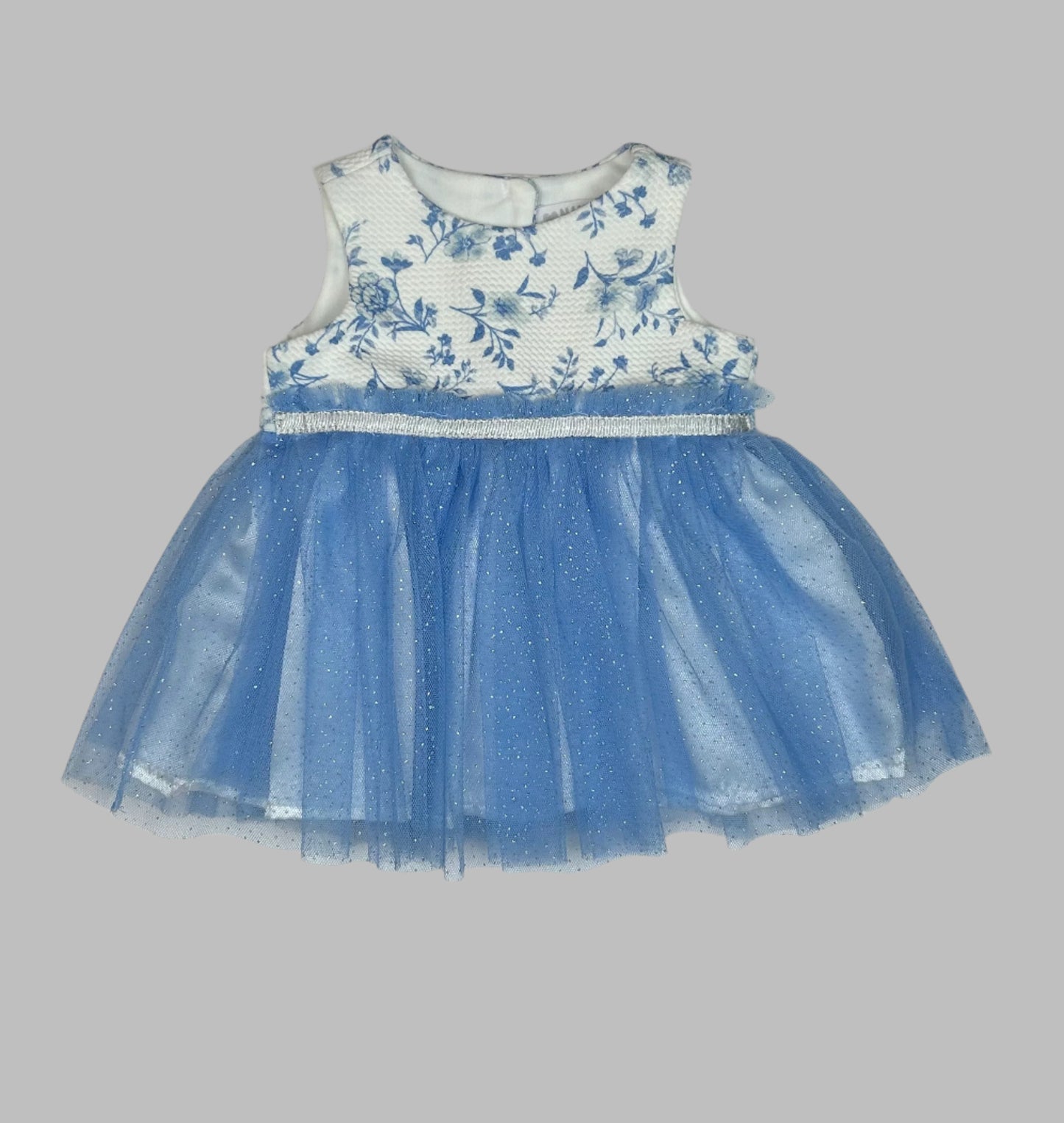 Nanette Baby Blue and White Dress with Matching Coat 0-3M