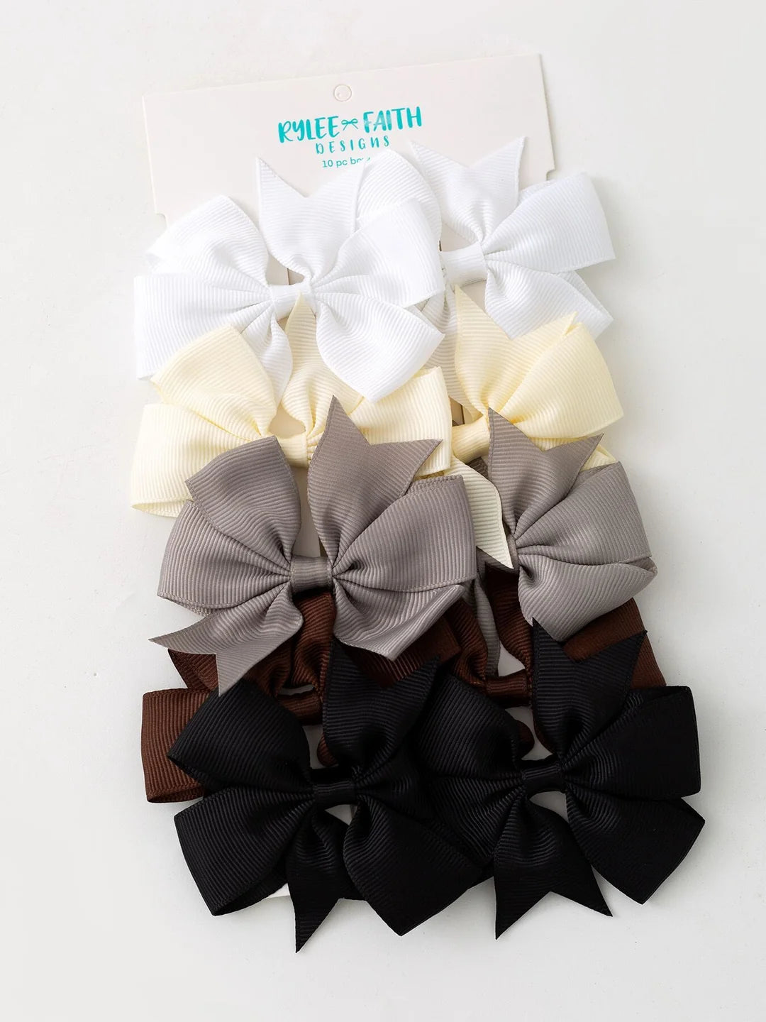Girls Bow Hair Clip Set Neutral Color Mix