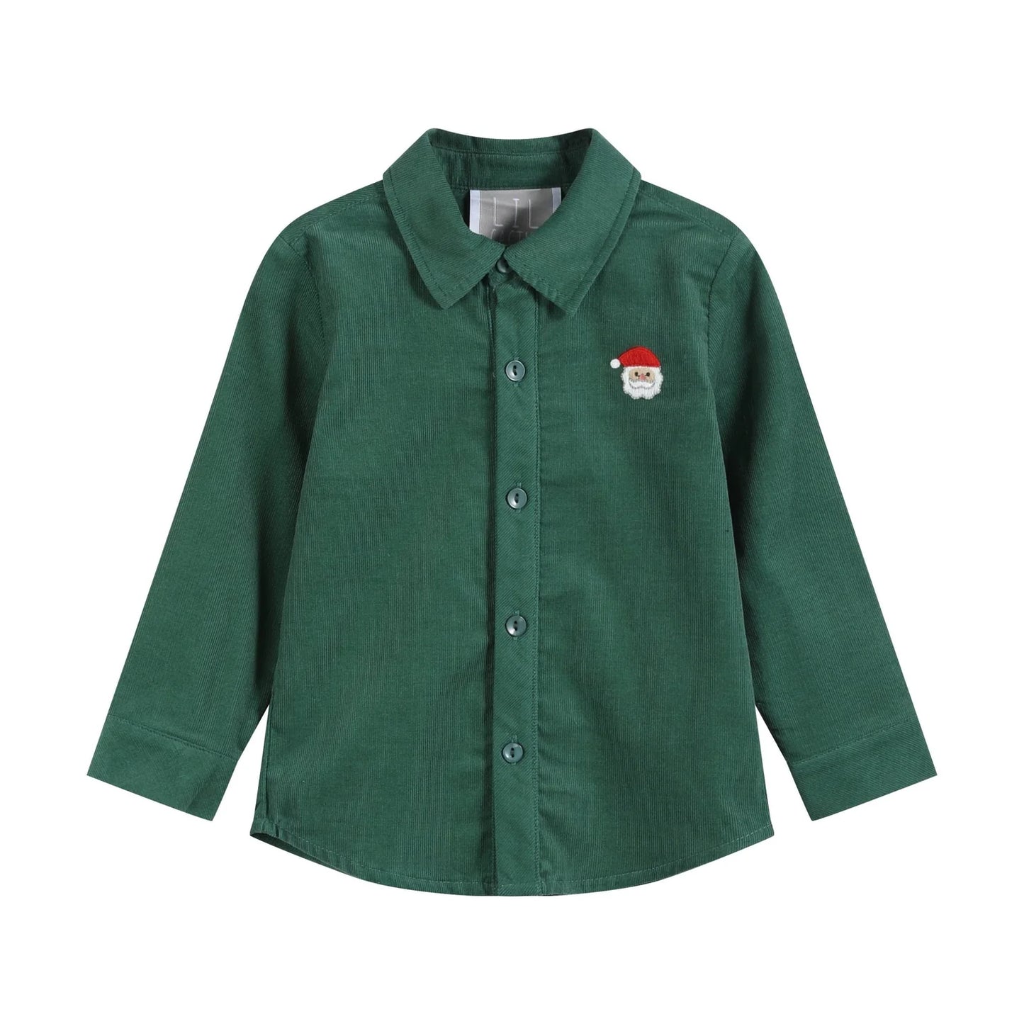 Lil Cactus Green Corduroy Santa Dress Shirt